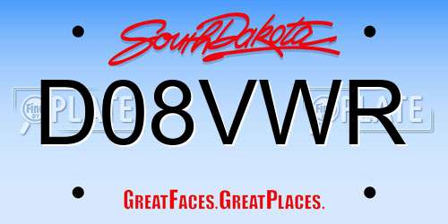 D08VWR South Dakota License Plate