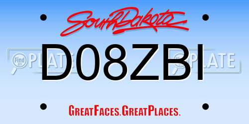 D08ZBI South Dakota License Plate
