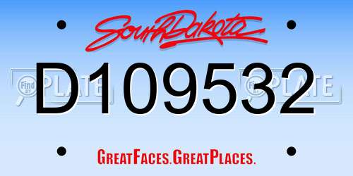 D109532 South Dakota License Plate