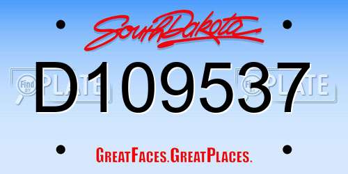 D109537 South Dakota License Plate