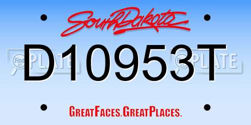 D10953T South Dakota License Plate