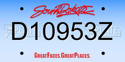 D10953Z South Dakota License Plate