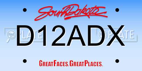 D12ADX South Dakota License Plate