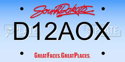 D12AOX South Dakota License Plate