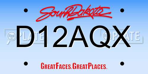 D12AQX South Dakota License Plate