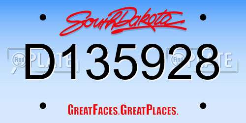 D135928 South Dakota License Plate