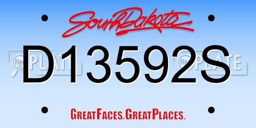 D13592S South Dakota License Plate