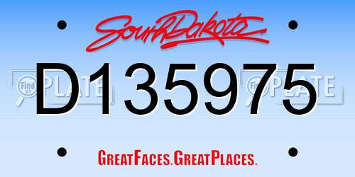 D135975 South Dakota License Plate