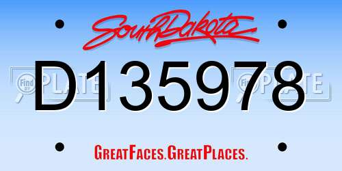D135978 South Dakota License Plate