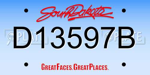 D13597B South Dakota License Plate
