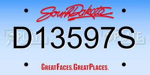D13597S South Dakota License Plate