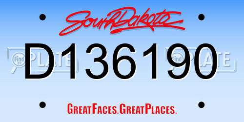 D136190 South Dakota License Plate