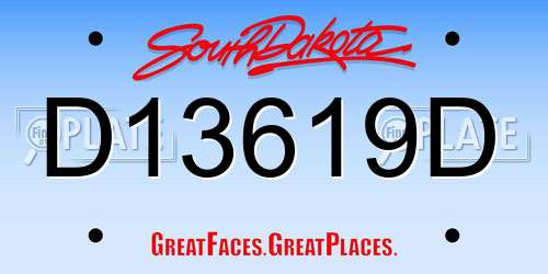 D13619D South Dakota License Plate
