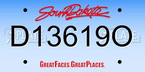 D13619O South Dakota License Plate