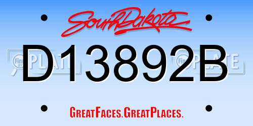 D13892B South Dakota License Plate