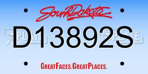 D13892S South Dakota License Plate