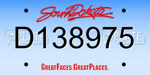 D138975 South Dakota License Plate