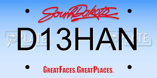 D13HAN South Dakota License Plate