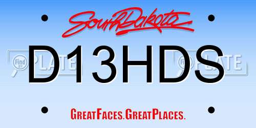 D13HDS South Dakota License Plate