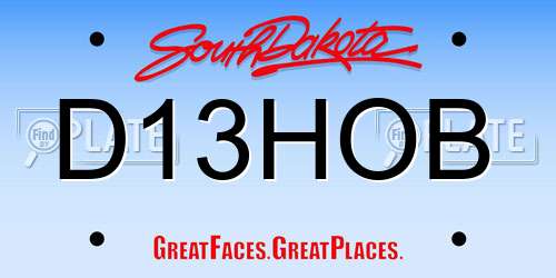 D13HOB South Dakota License Plate