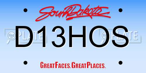 D13HOS South Dakota License Plate