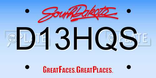 D13HQS South Dakota License Plate