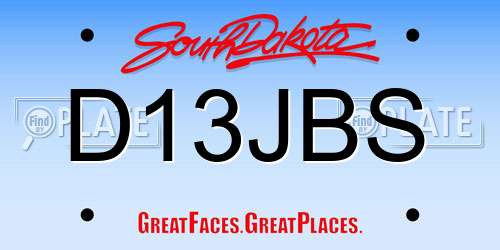 D13JBS South Dakota License Plate