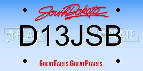 D13JSB South Dakota License Plate