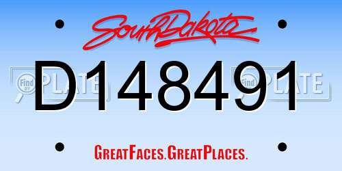 D148491 South Dakota License Plate