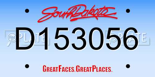 D153056 South Dakota License Plate