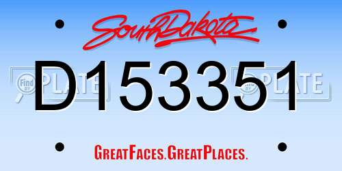 D153351 South Dakota License Plate
