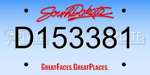 D153381 South Dakota License Plate