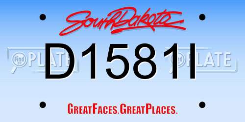 D1581I South Dakota License Plate