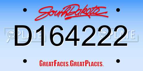 D164222 South Dakota License Plate