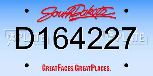 D164227 South Dakota License Plate