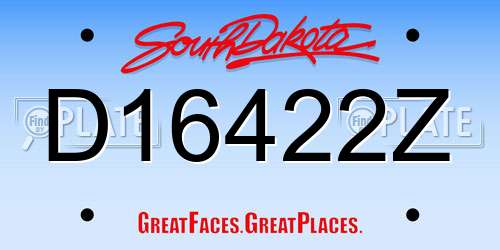 D16422Z South Dakota License Plate
