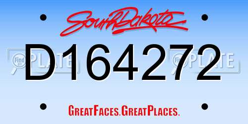 D164272 South Dakota License Plate