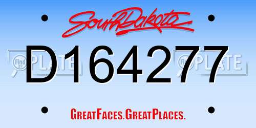D164277 South Dakota License Plate