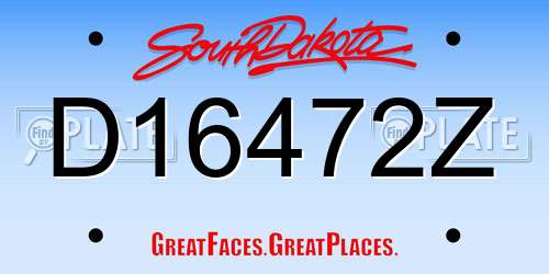 D16472Z South Dakota License Plate