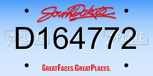 D164772 South Dakota License Plate