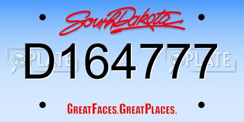 D164777 South Dakota License Plate