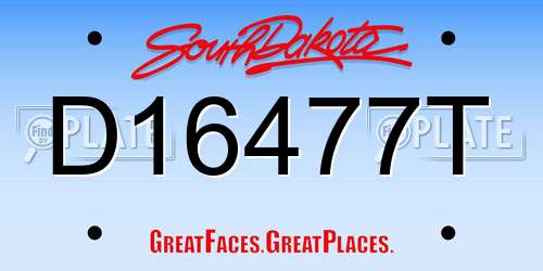 D16477T South Dakota License Plate