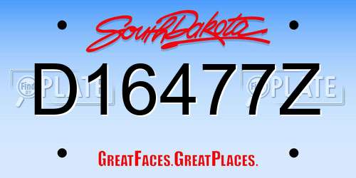 D16477Z South Dakota License Plate