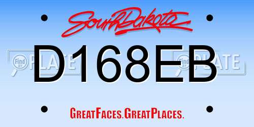 D168EB South Dakota License Plate