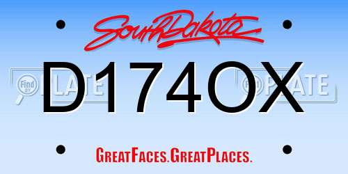 D174OX South Dakota License Plate