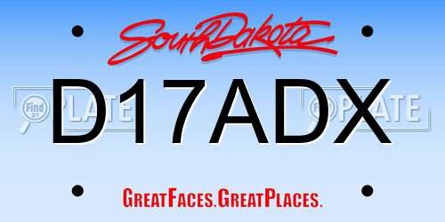 D17ADX South Dakota License Plate