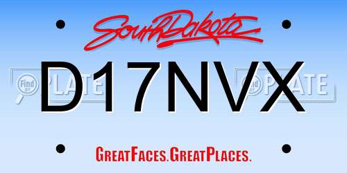 D17NVX South Dakota License Plate