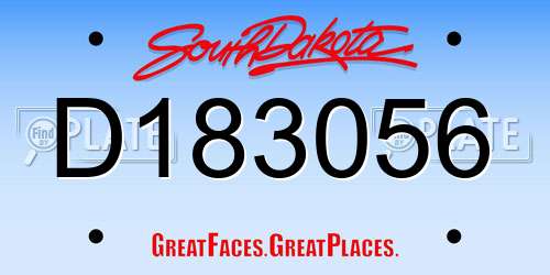 D183056 South Dakota License Plate