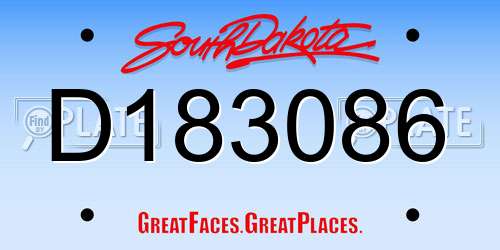 D183086 South Dakota License Plate