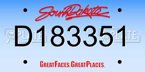 D183351 South Dakota License Plate